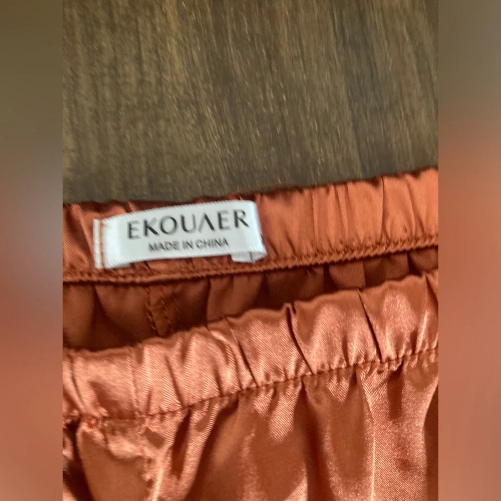 Satin Two-Piece Pajama Set in Rust